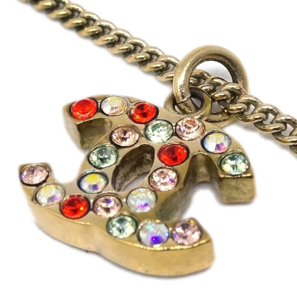 Chanel Gold Mini CC Pendant Necklace Rhinestone 04A 163492 - Picture 3 of 4